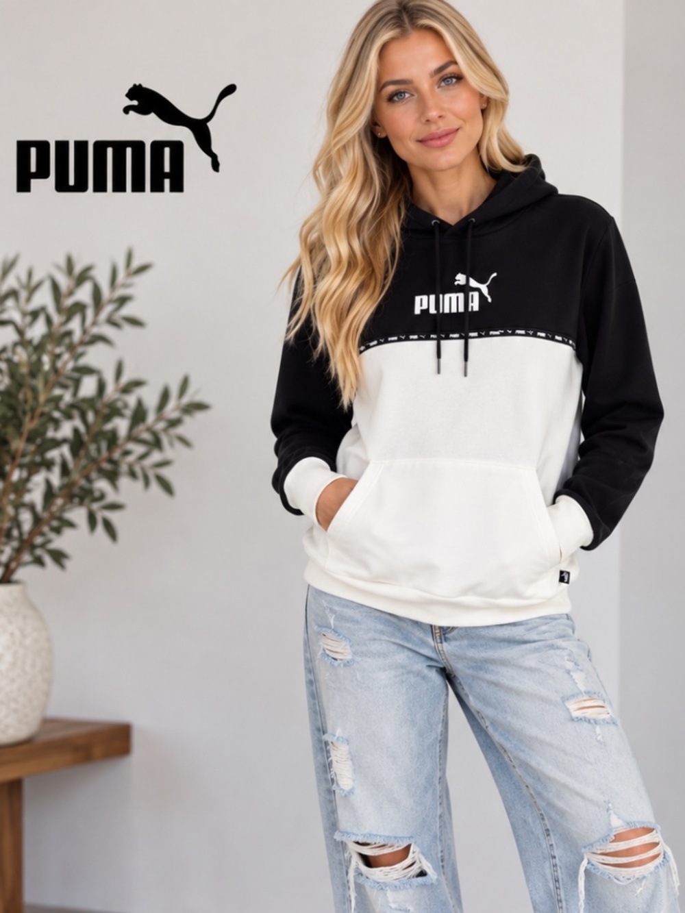 PUMA Black and White Hoodie